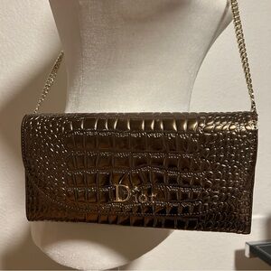 NWT Gold Snakeskin Clutch Chain Purse